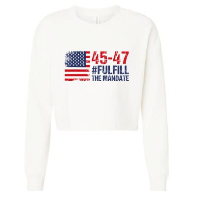 American Flag Fulfill The Mandate 45 47 Cropped Pullover Crew