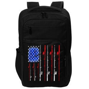 American Flag Fishing Rod Fishing Lover Impact Tech Backpack