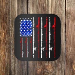 American Flag Fishing Rod Fishing Lover Coaster