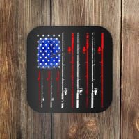 American Flag Fishing Rod Fishing Lover Coaster