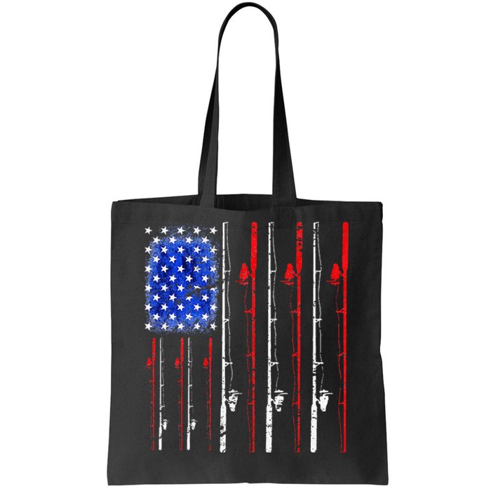 American Flag Fishing Rod Fishing Lover Tote Bag