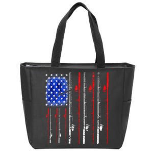 American Flag Fishing Rod Fishing Lover Zip Tote Bag