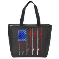 American Flag Fishing Rod Fishing Lover Zip Tote Bag