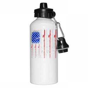 American Flag Fishing Rod Fishing Lover Aluminum Water Bottle