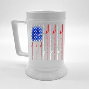 American Flag Fishing Rod Fishing Lover Beer Stein