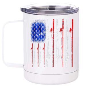 American Flag Fishing Rod Fishing Lover 12 oz Stainless Steel Tumbler Cup