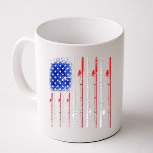 American Flag Fishing Rod Fishing Lover Coffee Mug