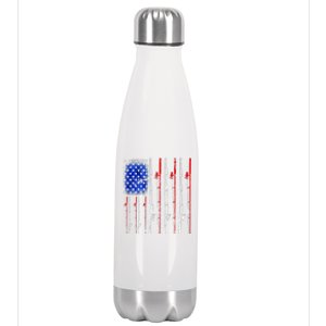 American Flag Fishing Rod Fishing Lover Stainless Steel Insulated Water Bottle