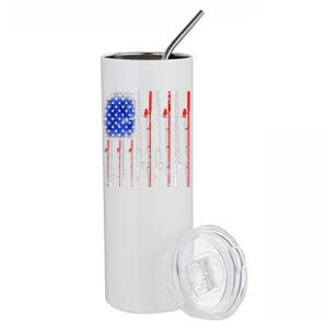 American Flag Fishing Rod Fishing Lover Stainless Steel Tumbler