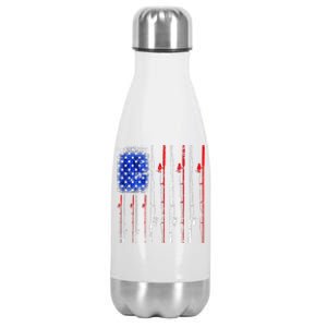 American Flag Fishing Rod Fishing Lover Stainless Steel Insulated Water Bottle