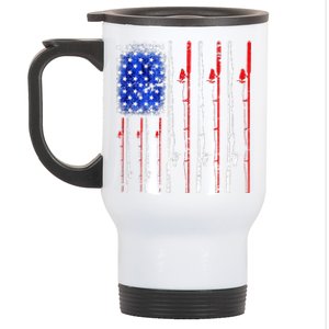 American Flag Fishing Rod Fishing Lover Stainless Steel Travel Mug