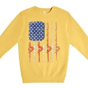 American Flag Fishing Rod For Fishing Lovers Premium Crewneck Sweatshirt