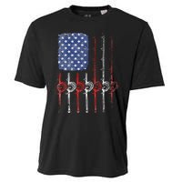 American Flag Fishing Rod For Fishing Lovers Cooling Performance Crew T-Shirt