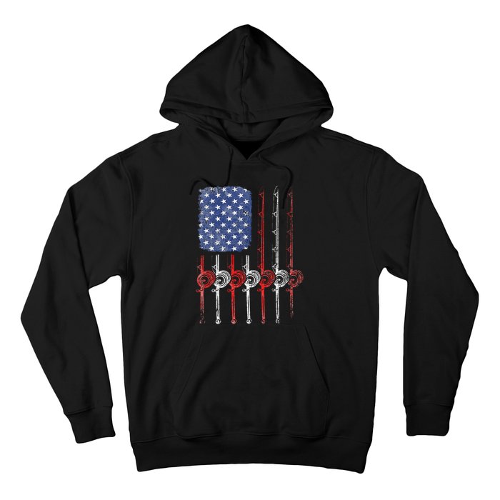 American Flag Fishing Rod For Fishing Lovers Hoodie