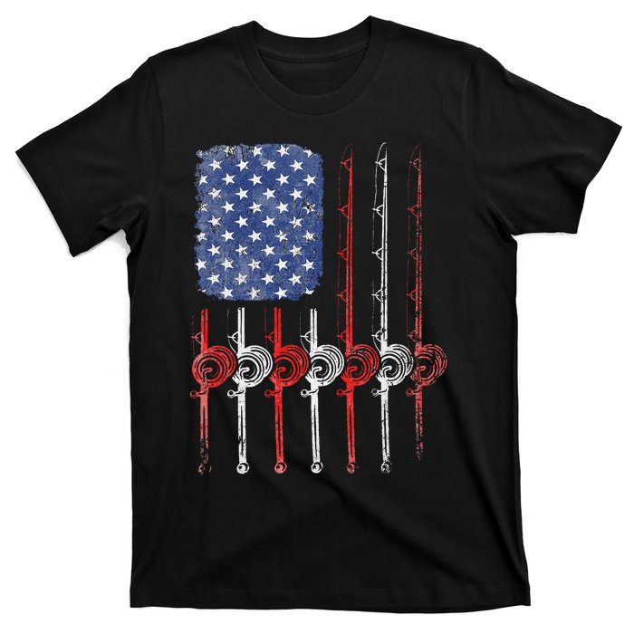 American Flag Fishing Rod For Fishing Lovers T-Shirt