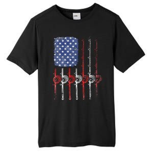 American Flag Fishing Rod For Fishing Lovers Tall Fusion ChromaSoft Performance T-Shirt