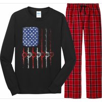 American Flag Fishing Rod For Fishing Lovers Long Sleeve Pajama Set