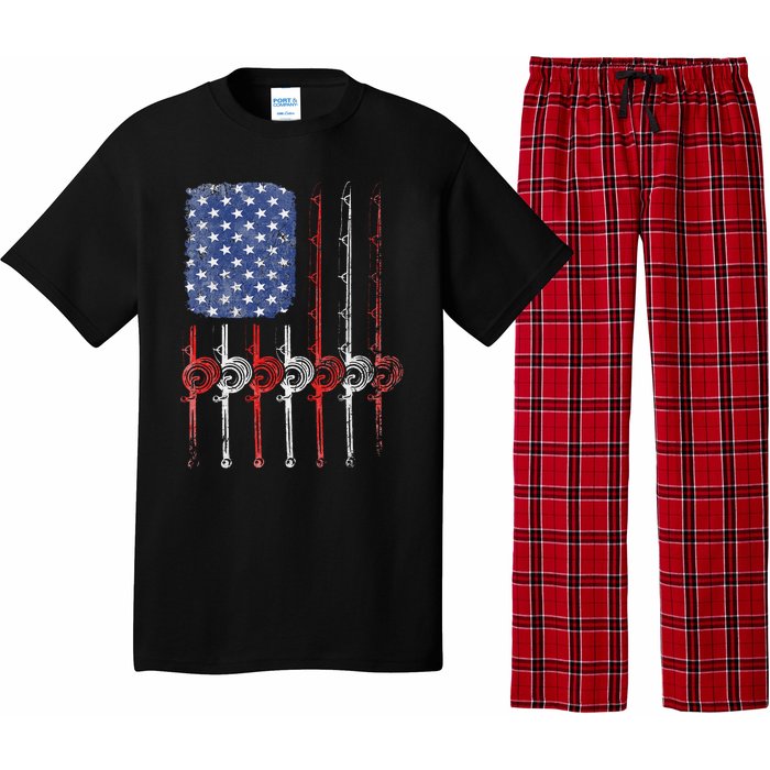 American Flag Fishing Rod For Fishing Lovers Pajama Set