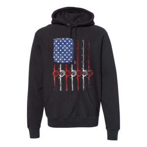 American Flag Fishing Rod For Fishing Lovers Premium Hoodie