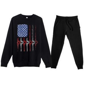 American Flag Fishing Rod For Fishing Lovers Premium Crewneck Sweatsuit Set