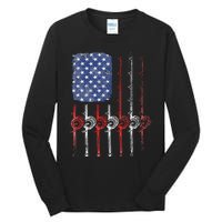 American Flag Fishing Rod For Fishing Lovers Tall Long Sleeve T-Shirt