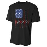 American Flag Fishing Rod For Fishing Lovers Performance Sprint T-Shirt