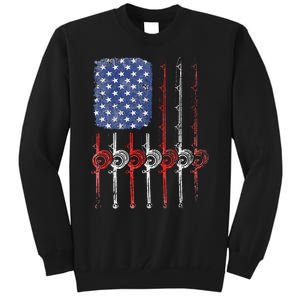 American Flag Fishing Rod For Fishing Lovers Tall Sweatshirt