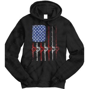 American Flag Fishing Rod For Fishing Lovers Tie Dye Hoodie