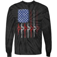 American Flag Fishing Rod For Fishing Lovers Tie-Dye Long Sleeve Shirt