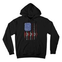 American Flag Fishing Rod For Fishing Lovers Tall Hoodie