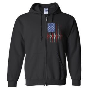 American Flag Fishing Rod For Fishing Lovers Full Zip Hoodie