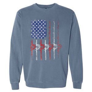 American Flag Fishing Rod For Fishing Lovers Garment-Dyed Sweatshirt