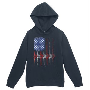 American Flag Fishing Rod For Fishing Lovers Urban Pullover Hoodie