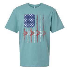 American Flag Fishing Rod For Fishing Lovers Sueded Cloud Jersey T-Shirt