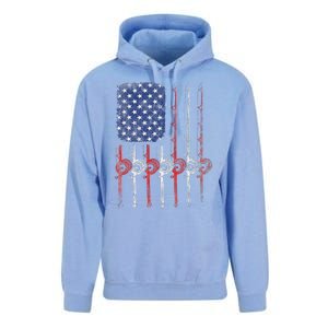 American Flag Fishing Rod For Fishing Lovers Unisex Surf Hoodie