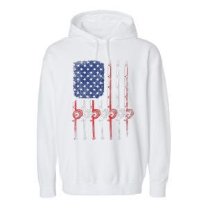 American Flag Fishing Rod For Fishing Lovers Garment-Dyed Fleece Hoodie