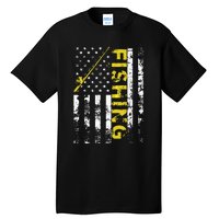 American Flag Fishing Rod USA Patriotic Hoodie Tall T-Shirt