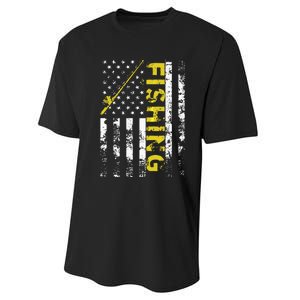 American Flag Fishing Rod USA Patriotic Hoodie Performance Sprint T-Shirt