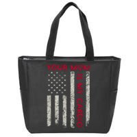 American Flag Funny Saying Your Mom Is My Cardio Zip Tote Bag