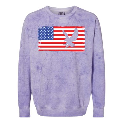 American Flag Flying Eagle Colorblast Crewneck Sweatshirt