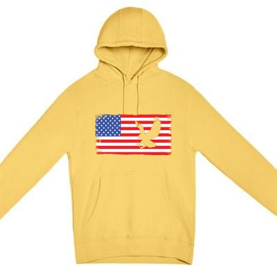 American Flag Flying Eagle Premium Pullover Hoodie