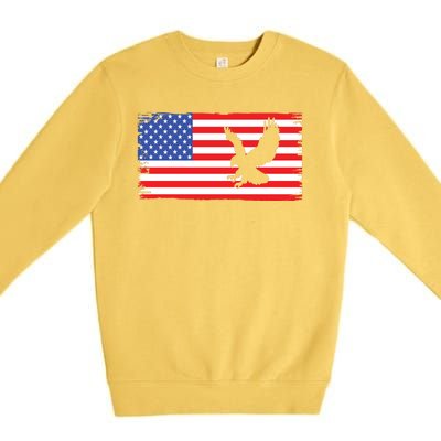 American Flag Flying Eagle Premium Crewneck Sweatshirt