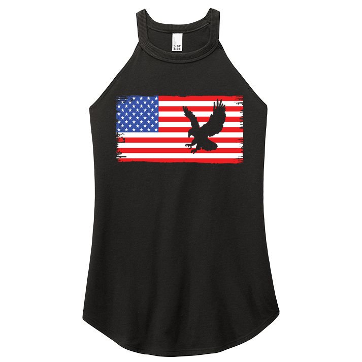 American Flag Flying Eagle Women's Perfect Tri Rocker Tank