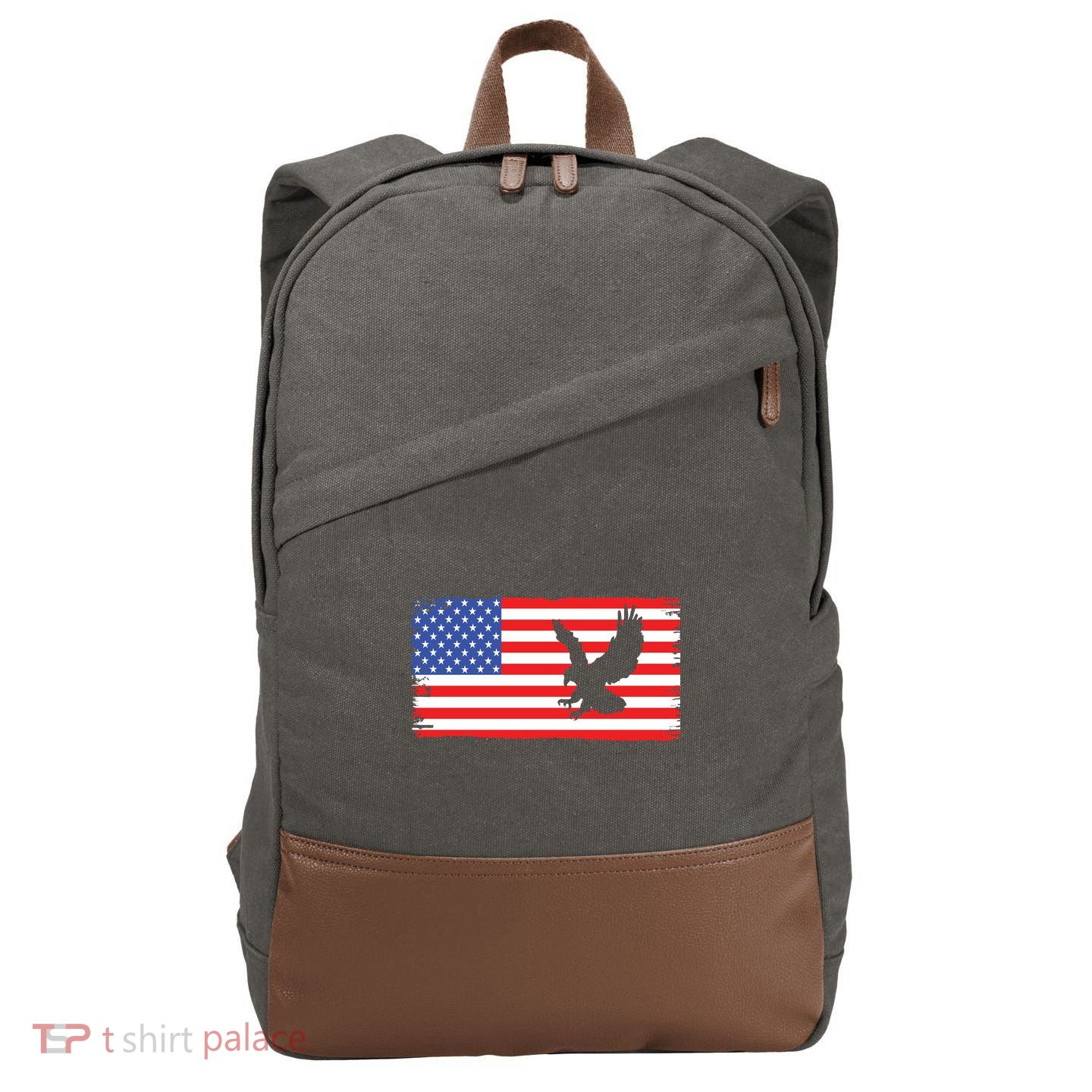 American Flag Flying Eagle Cotton Canvas Backpack