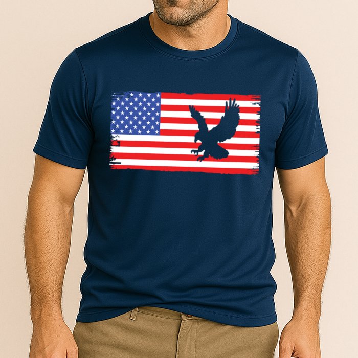 American Flag Flying Eagle Cooling Performance Crew T-Shirt