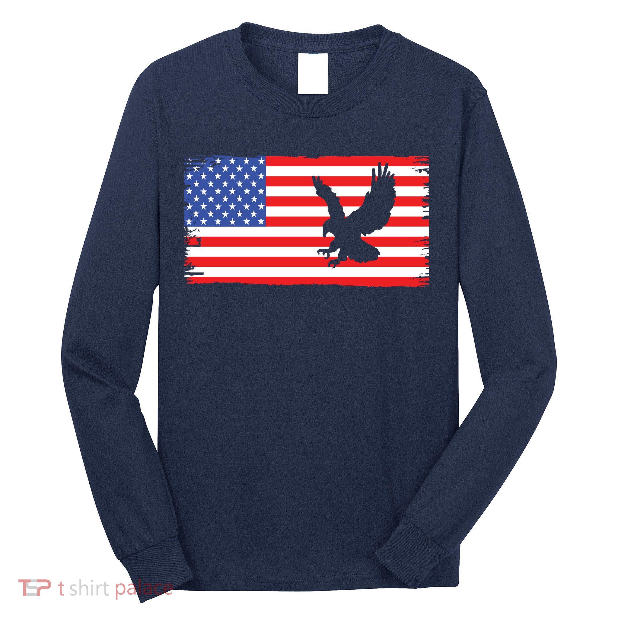 American Flag Flying Eagle Long Sleeve Shirt