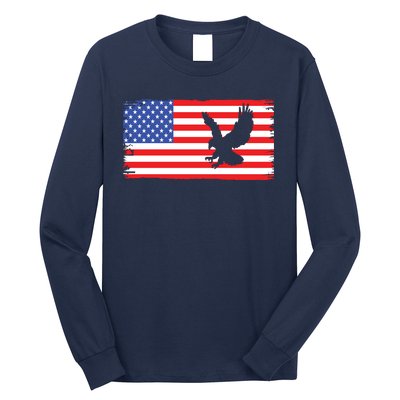 American Flag Flying Eagle Long Sleeve Shirt