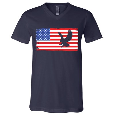 American Flag Flying Eagle V-Neck T-Shirt