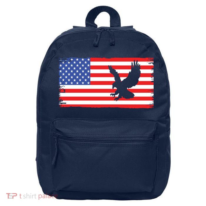 American Flag Flying Eagle 16 in Basic Backpack