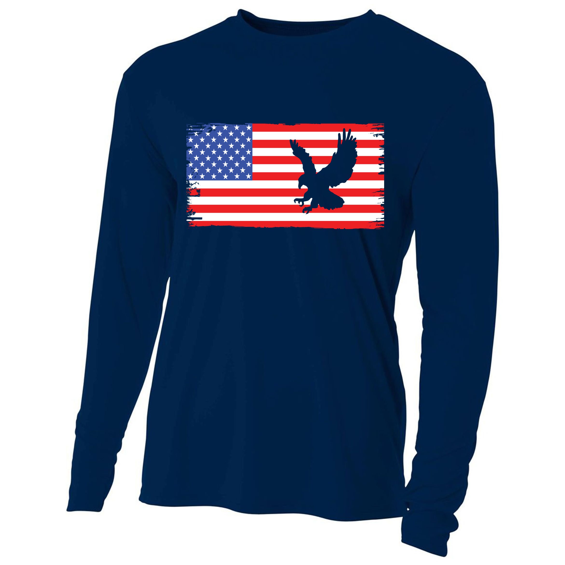 American Flag Flying Eagle Cooling Performance Long Sleeve Crew